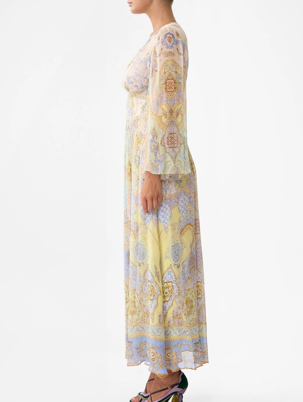 Camilla Flared Sleeve Dress In East Of Istanbul - Picture 2 of 15